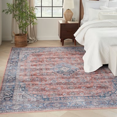 Brilliance Machine Washable Persian Vintage Medallion Area Rug