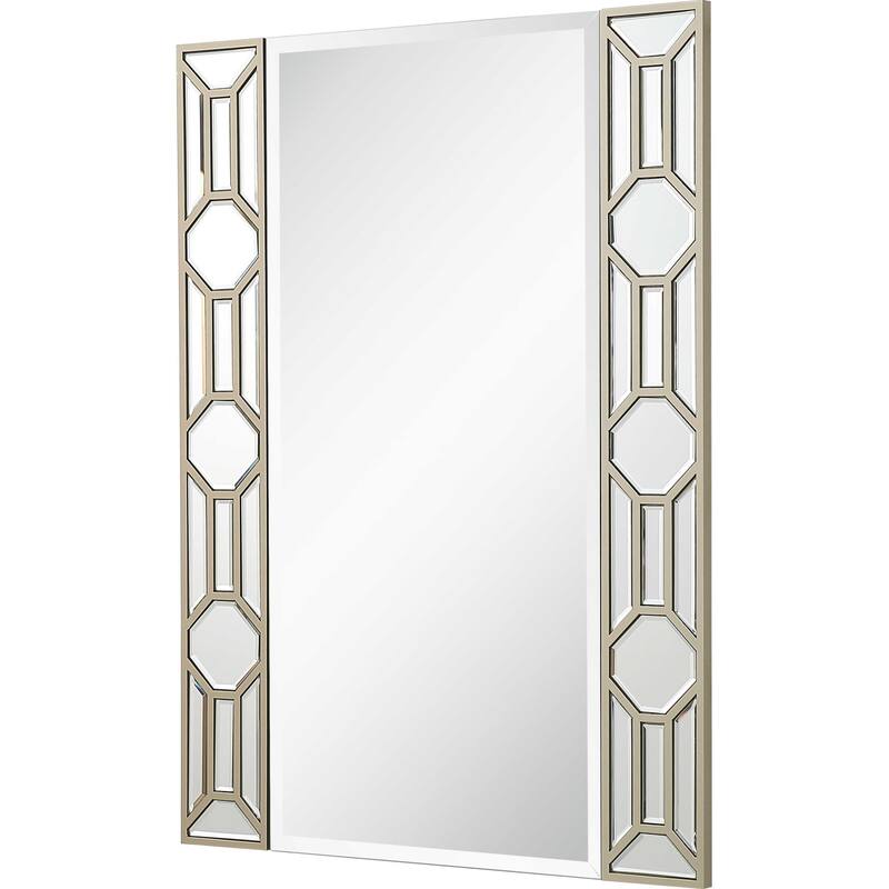 HomeRoots 35" Champagne Accent Wood Framed Mirror - 25.6' X '34.6' X '0.7