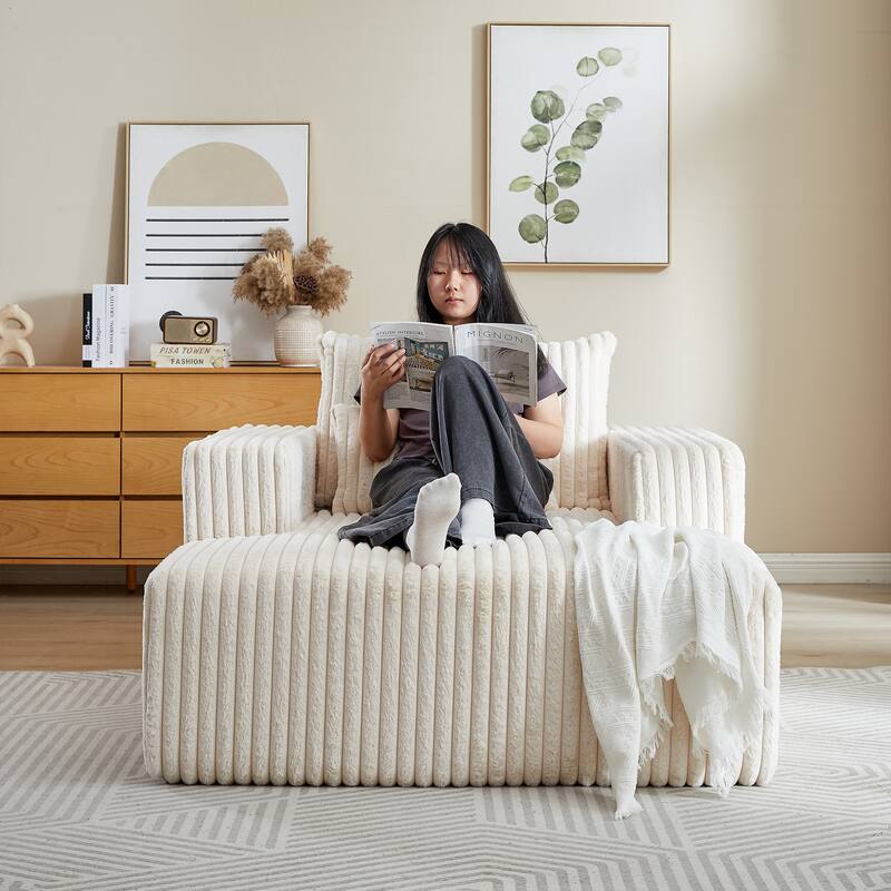 62.5-Inch Corduroy Modular Sleeper Sofa Bed with Removable Footrest