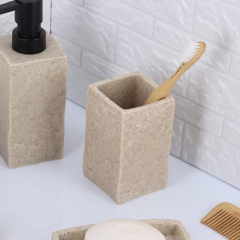 Collection Stone Effect Bath Accessory Set-4 pieces