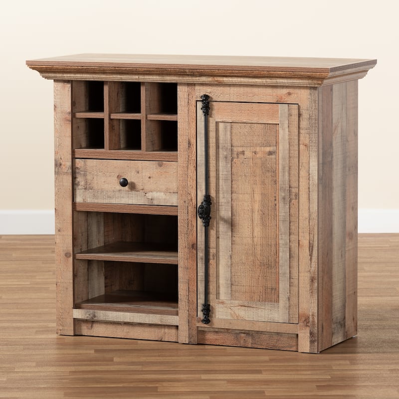 Albert Farmhouse Rustic Oak Brown Finished 1-Door Sideboard Buffet