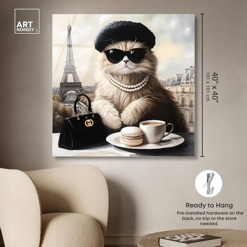 Cat in Paris Treats Acrylic by Art Remedy, Ready to Hang
