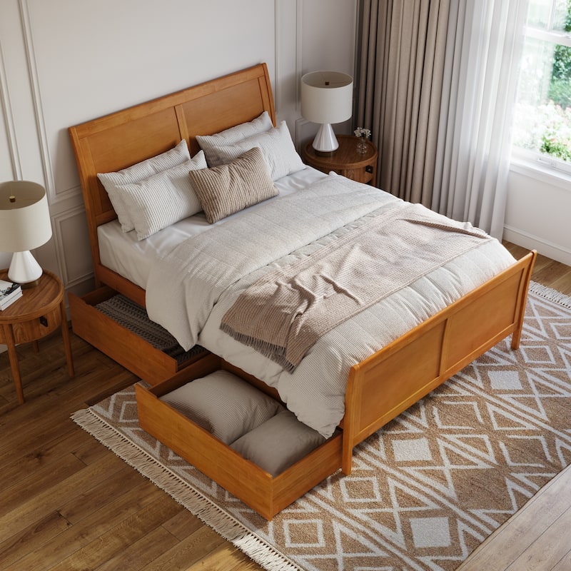 AFI Portland Platform Bed with Matching Footboard & Storage Drawers