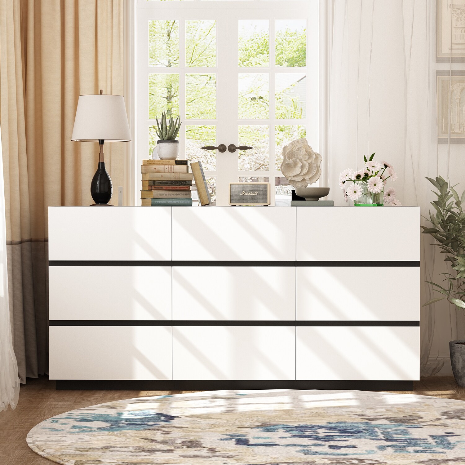 White shop handleless dresser