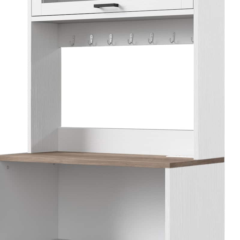 Moasis Farmhouse Kitchen Bakers Rack with Storage Shelves Microwave Oven Stand