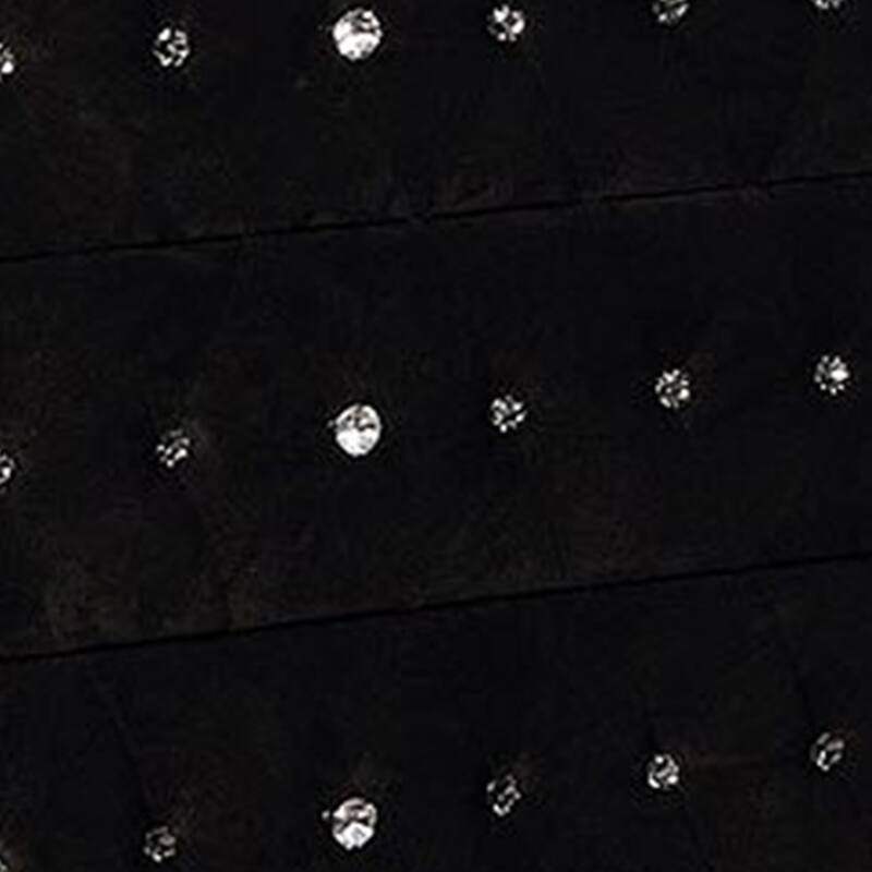 Rea Tall Dresser Chest, 5 Drawers with Crystal Knobs, Black Velvet Upholstery