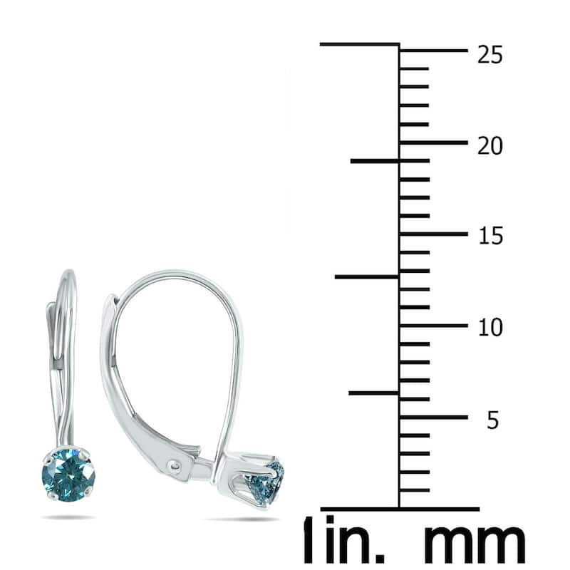 Marquee 1/4 Carat TW Blue Diamond Lever Back Earrings in 14K White Gold