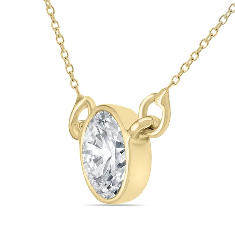 Marquee 1 Carat Diamond Bezel Pendant in 14K Yellow Gold