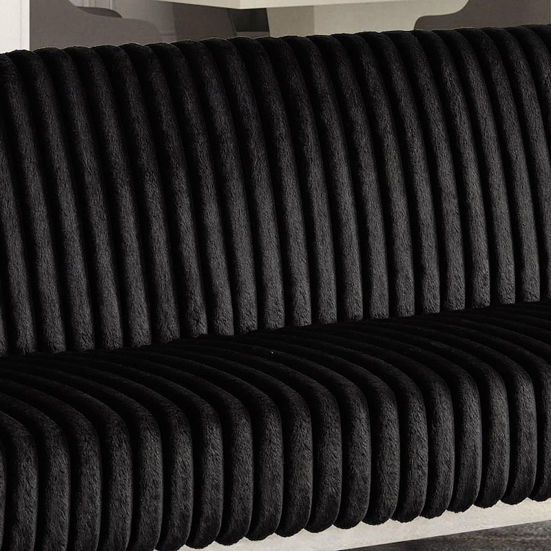 Furniture of America Draper II Modern Chenille Channel Tufted Fabric Futon Sofa Bed