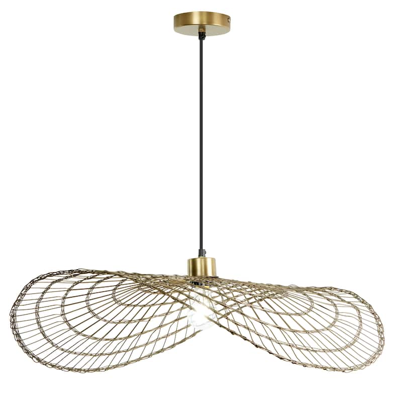 Emma River of Goods Brass 15.75-Inch Pendant Light with Adjustable Hanging Cord - 29.5" x 15.75" x 14.5/73.5" - 29.5" x 15.75" x 14.5/73.5" - Brass/Gold