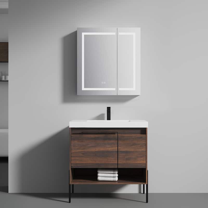 Blossom Turin 36 Inch Freestanding Bathroom Vanity with Acrylic Sink - Cali Walnut