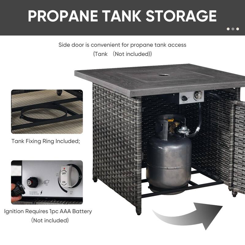 Outdoor 2 Sectional Sofa with Fire Pit Table Set