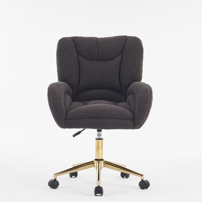 360 Swivel Fabric Home Office Chair With Gold Metal Base