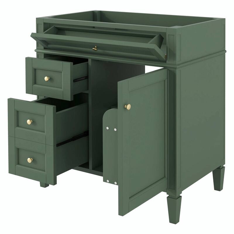 30'' Modern Bathroom Vanity with Top Sink, 2 Drawers and Tip-out Drawer - Without sink - Green