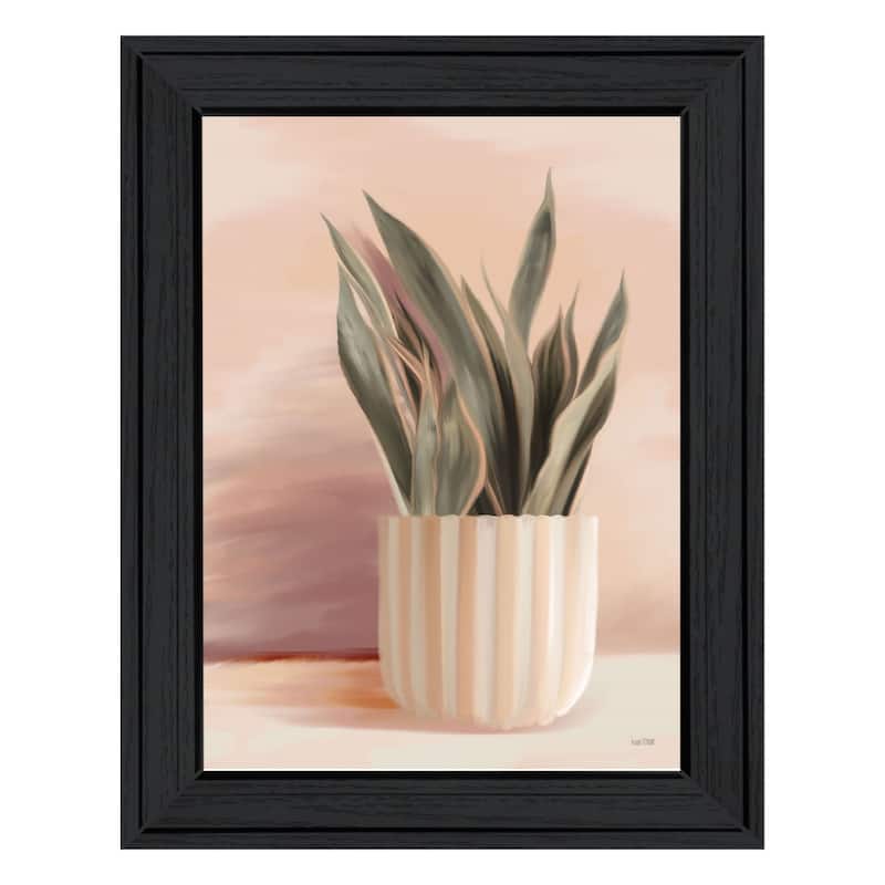 TrendyDecor4U Contemporary "Striped Bohemian Plant" Framed Print Wall Art