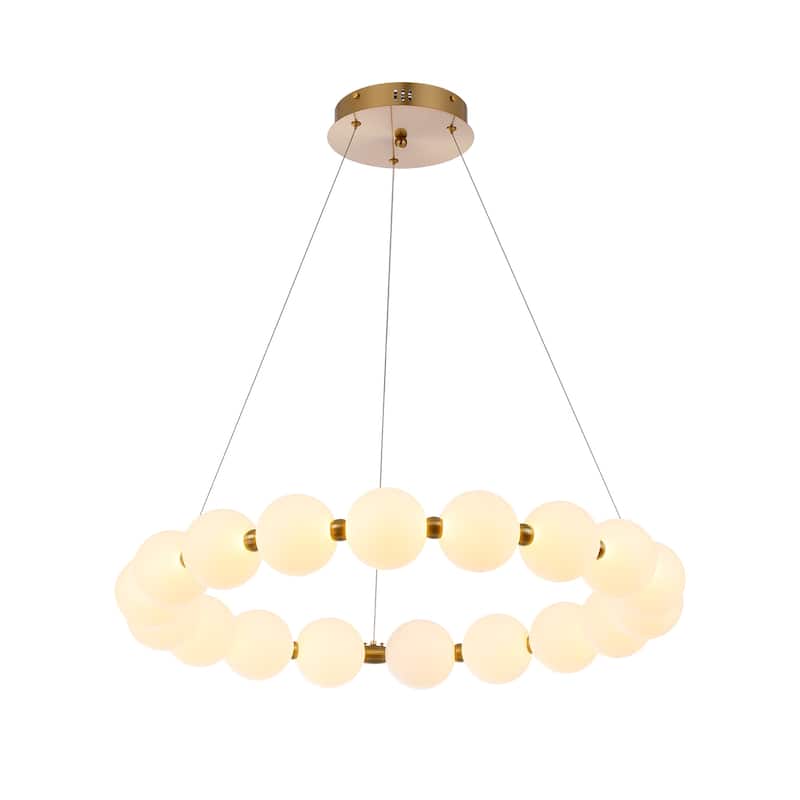 Integrated Round LED Chandelier - Antique Light Fixture with Acrylic Shades