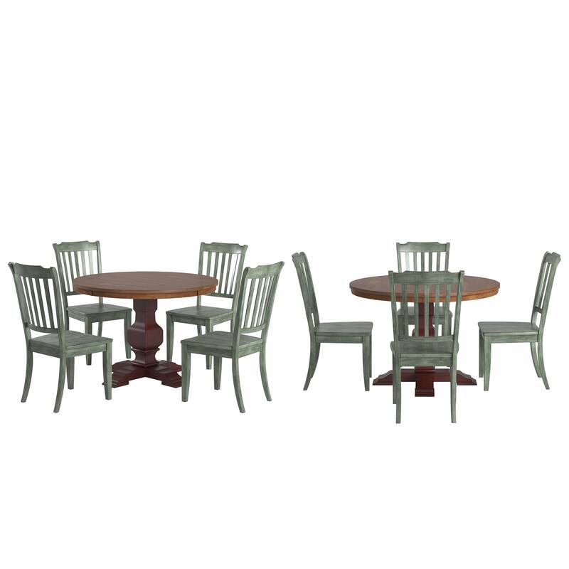 Ronda 45" Round Solid Wood Top Dining Set with Spindle Back Chairs
