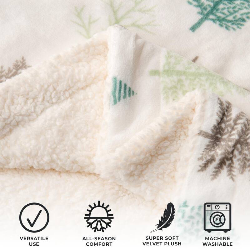 Linery & Co. Velvet Plush Reversible Sherpa Throw Blanket