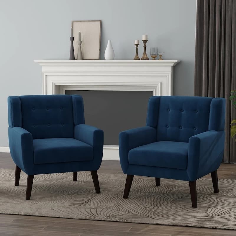 Velvet Upholstered Armchair Tufted Accent Chairs Set of 2