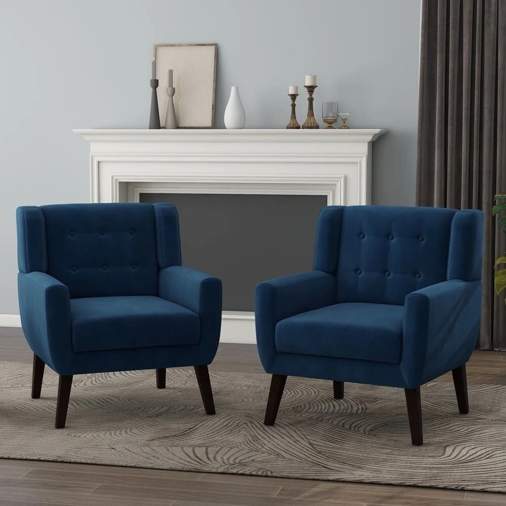 Velvet Upholstered Armchair Tufted Accent Chairs Set of 2