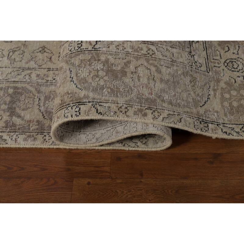 Distressed Tabriz Persian Vintage Rug Hand-Knotted Wool Carpet - 8'4" x 10'10"