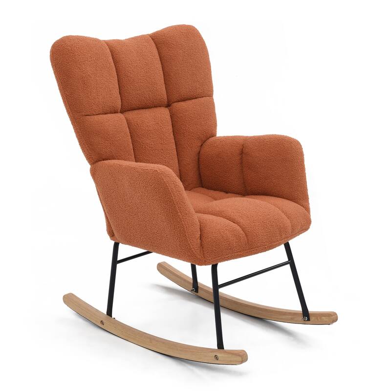 Upholstered Rocking Chair Accent Chair with High Backrest
