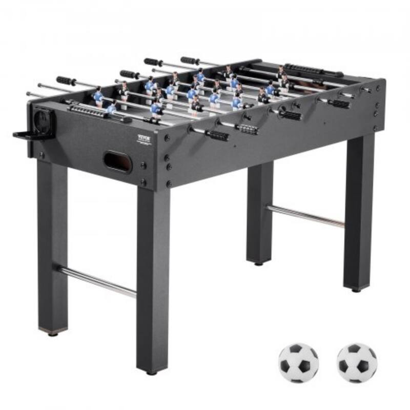 Black MDF 48-Inch Foosball Table with Cup Holder and Adjustable Legs - 47.7x24x33 in