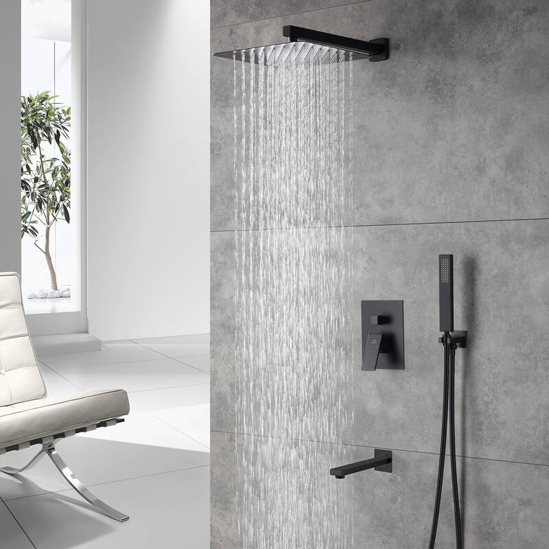 3 Function 10" Wall Mounted Dual Shower Heads Shower System With Tub Spout