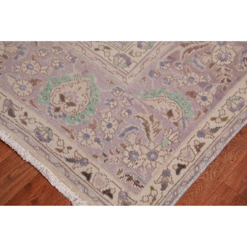 Tabriz Persian Vintage Area Rug Handmade Purple Wool Carpet - 10'0" x 12'11"