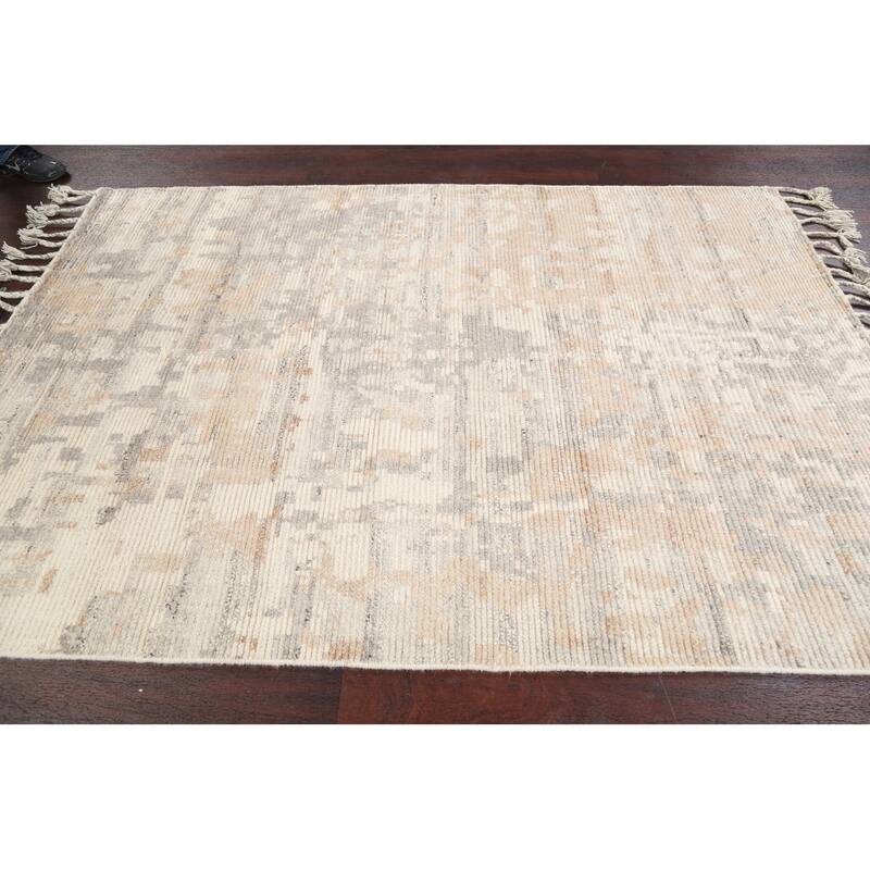 Abstract Modern Moroccan Oriental Area Rug Hand-knotted Wool Carpet - 5'3" x 7'5"