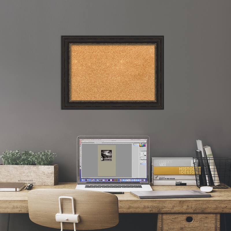 Accent Bronze Narrow Framed Cork Bulletin Memo Board