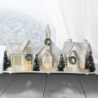 16" LED Cardboard Snowy Village