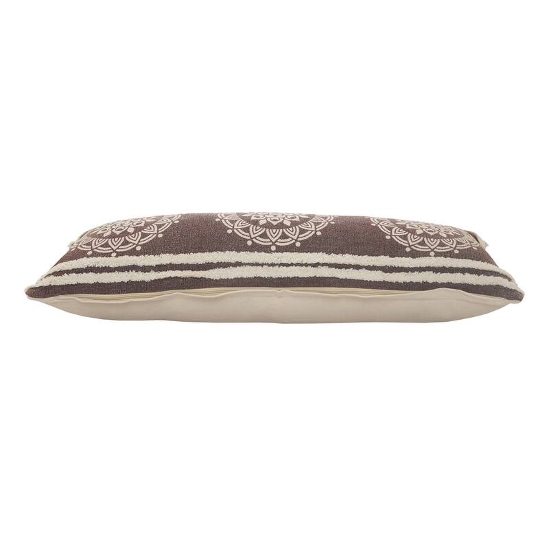 HomeRoots 14" X 36" Brown And White 100% Cotton Striped Zippered Pillow