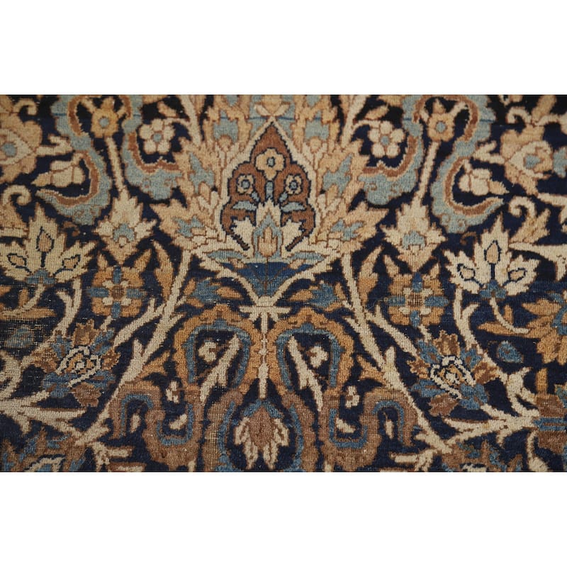 Hand Knotted Oriental 100% Wool Carpet Traditional All-Over Navy Blue & Blues Kerman Area Rug - 7' 0'' X 4' 7''