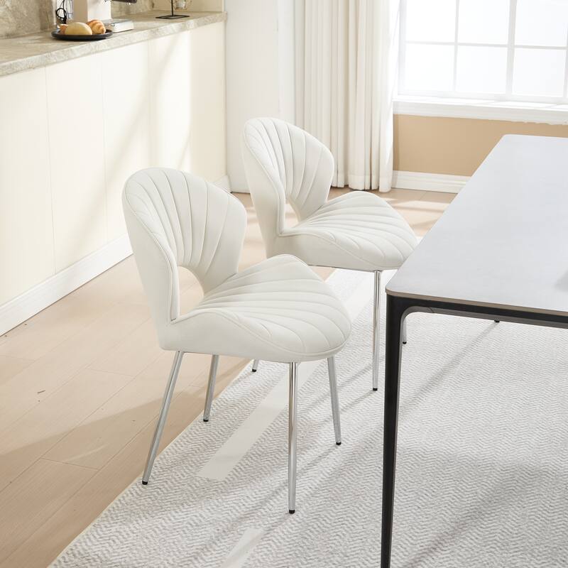 Accent Chair Side Chair Velvet Reception Chair White Kitchen Chair Coffee Chair Lounge Chair Set of 2