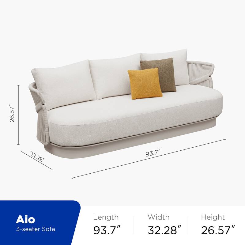 HIGOLD Aio 6-Piece Outdoor Conversation Set, Patio Teak Aluminum Sofa Set