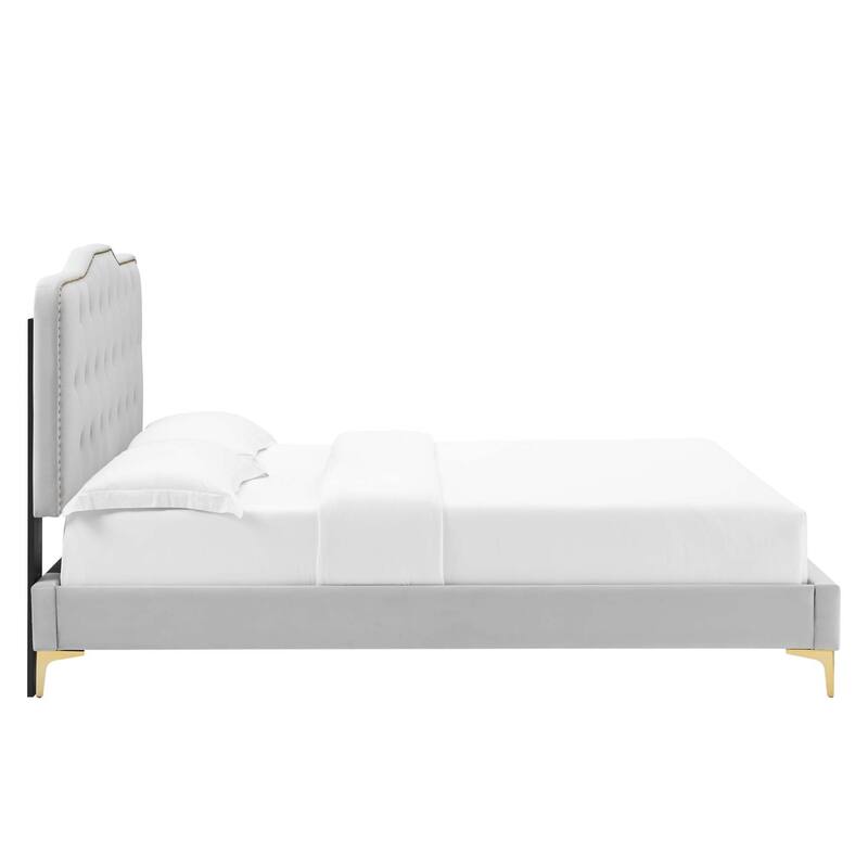 Amber Performance Velvet Queen Platform Bed