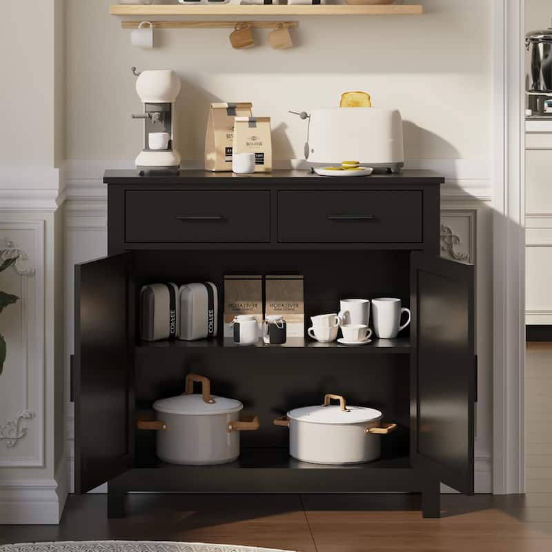 Kitchen Storage Cabinet, Modern Farmhouse Buffet Cabinet with Storage, Coffee Bar with 2 Drawers and 2 Doors