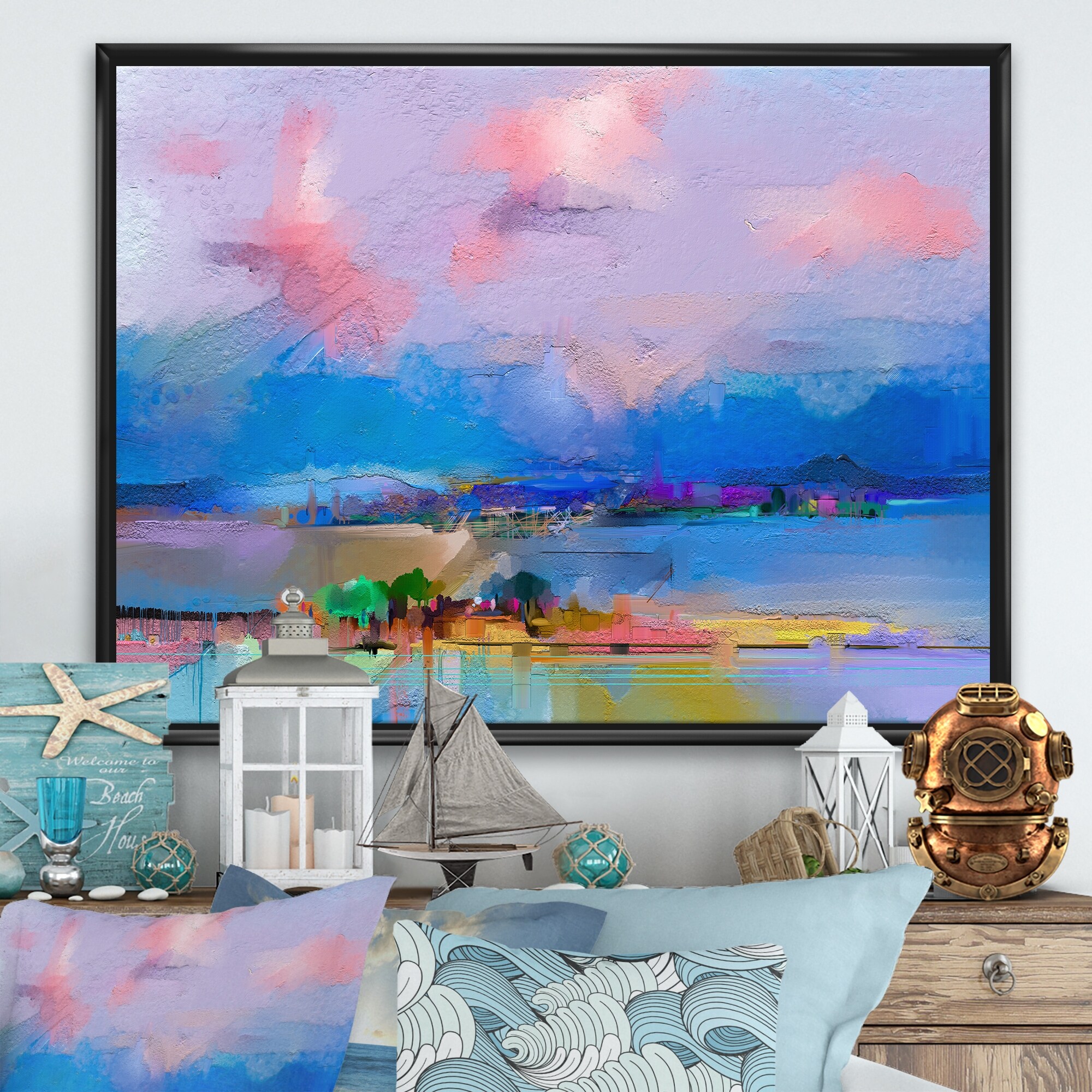 Large Landscape artwork Oil Painting on Canvas - Modern Wall Blissful  Sunrise 4