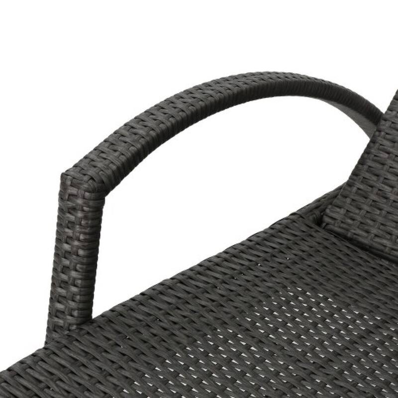 Roomfitters Salem Outdoor Wicker Chaise Lounge with Armrests, Stackable Patio Recliner, Set of 2