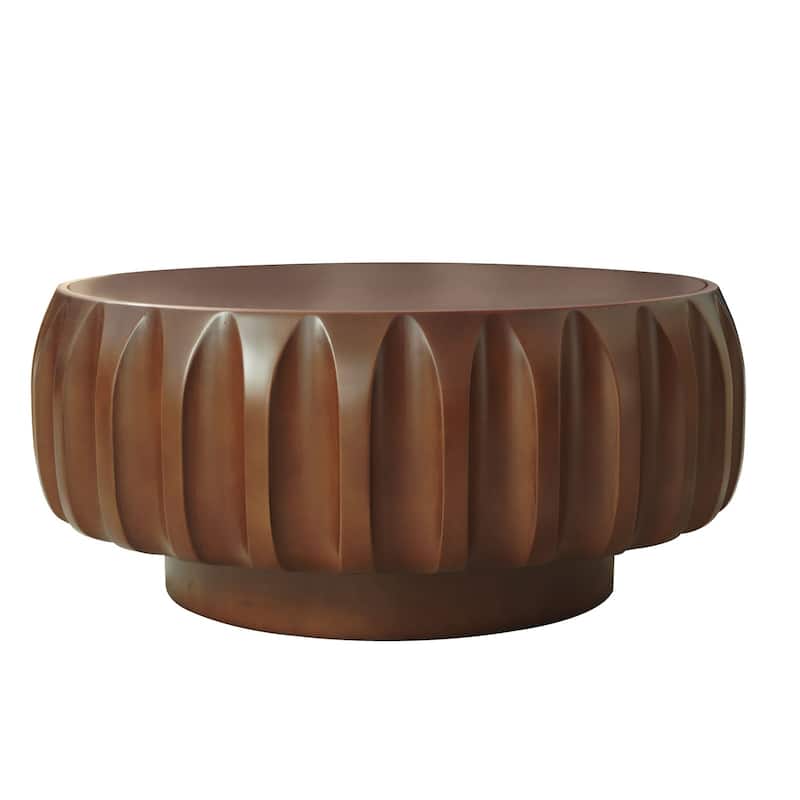 31.5" Solid Wood Coffee Table with 3D Frame & Veneer Top