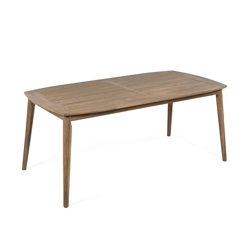 Wood Dining Table 8-Person Outdoor Table, Farmhouse Furniture for Patio, Garden, Backyard, Teak 180 LBS Weight Capacity 72"L
