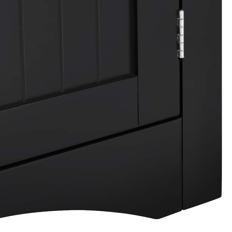 Roomfitters Corner Storage Cabinet with Doors and Open Shelf, Free Standing Sideboard Cabinet for Bathroom, Kitchen, or Entryway