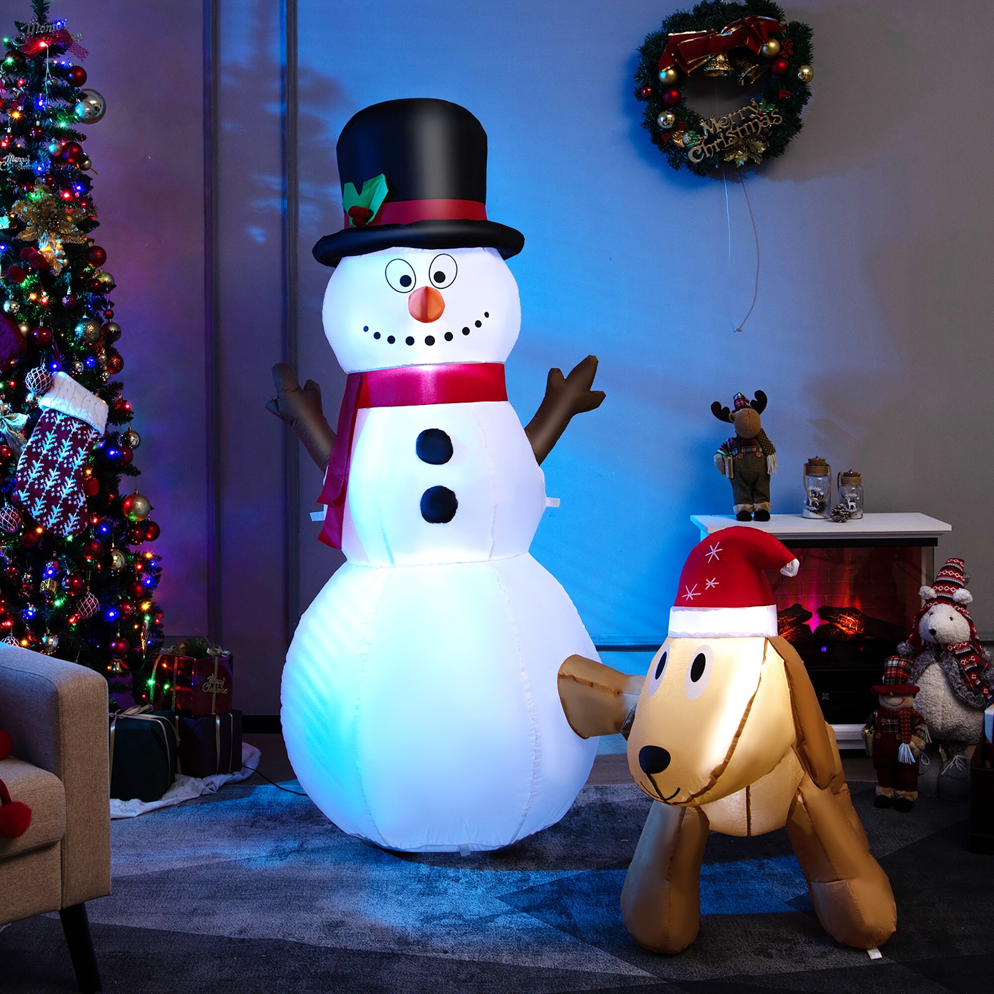 Costway 6 FT Tall Inflatable Snowman and Dog Set Christmas Decoration - See  Details