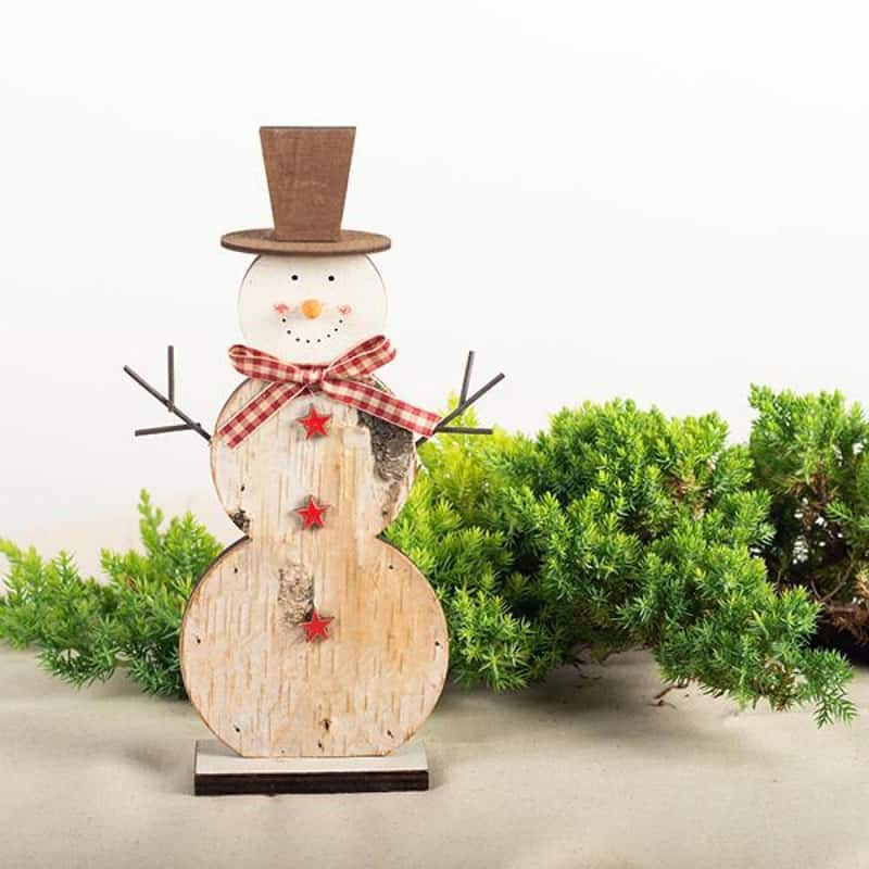Wooden Snowman Figurine