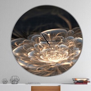 Designart 'Fractal Flower with Golden Rays' Oversized Floral Wall CLock