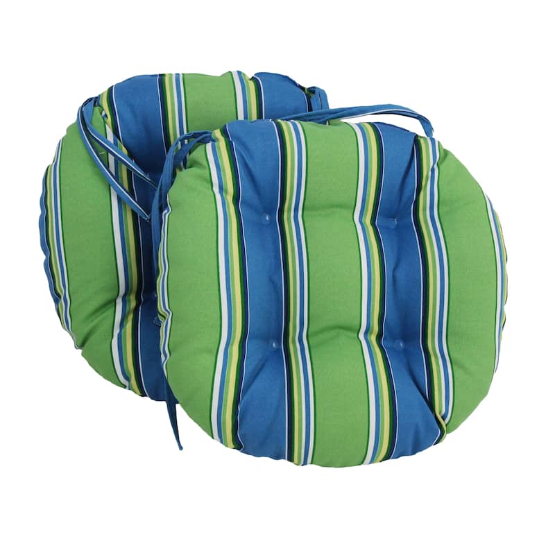 16-inch Round Tufted Indoor/Outdoor Chair Cushions (Set of 2) - 16" - Haliwell Caribbean