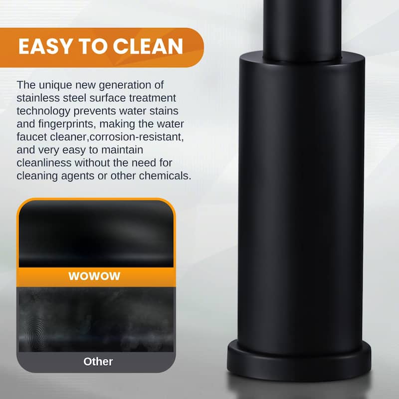 WOWOW Single Handle Pull Down Kitchen Faucet with Soap Dispenser