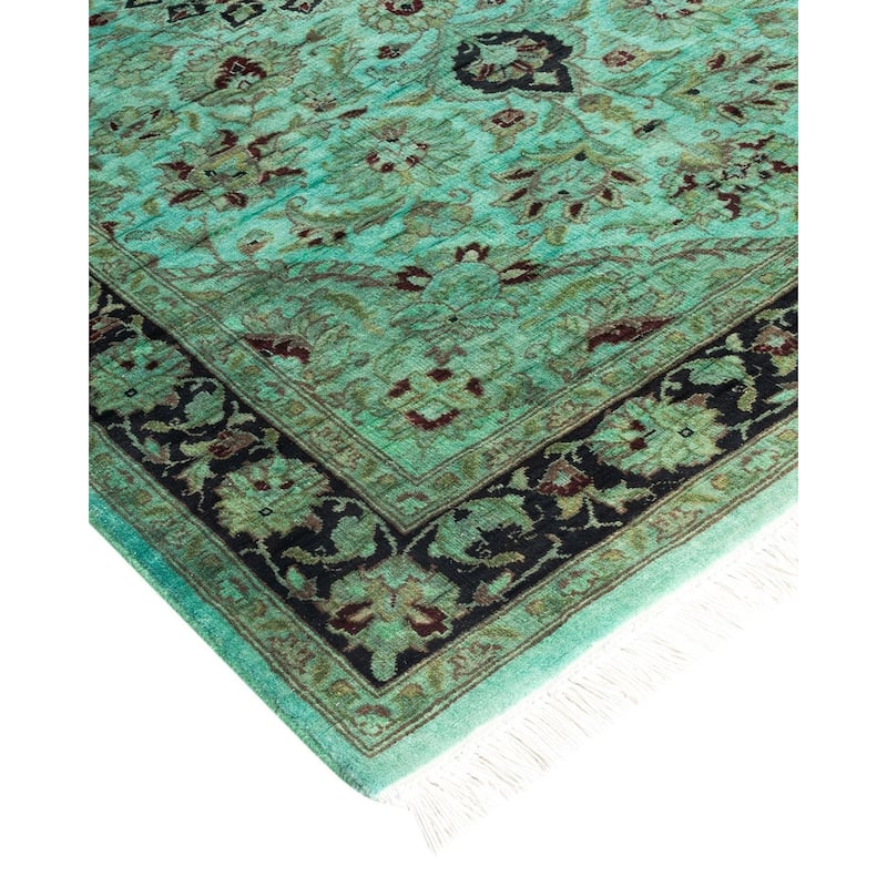 Overton Hand Knotted Wool Vintage Inspired Modern Contemporary Overdyed Blue Area Rug - 3' 2" x 5' 3"