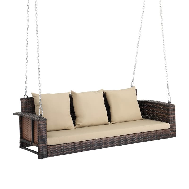 Outdoor 5 FT. Wicker Porch Swing with Cushions - Brown